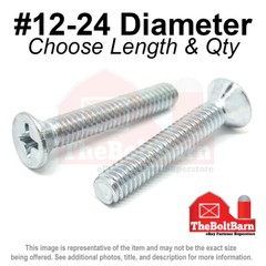 #12-24 Phillips Flat Head Machine Screws Bolts Zinc Coarse (Pick Length & Qty)