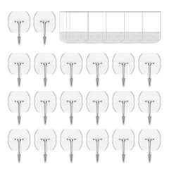 20 Hooks-25 Removable Strips, Small Clear Wire Hooks Value Pack, Damage Free …