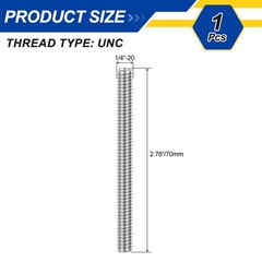 1/4″-20 UNC Fully Threaded Rod 304 Stainless Steel 2.76″ Length Thread