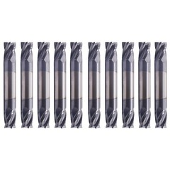 10PCS 4 Flute 1/4″x 1/2″ x 2-1/2″ Solid Carbide End Mill Double End AlTiN Coated