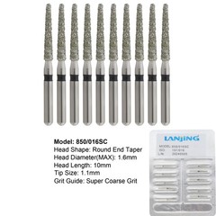 Dental Diamond Bur Round End Taper Ball Friction Grip Super Coarse Grit 850 856