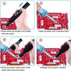 Desoldering Sucker and 6 Pcs Solder Braid Wick (2.0Mm/2.5Mm/3.0Mm Width, 1.5M Le