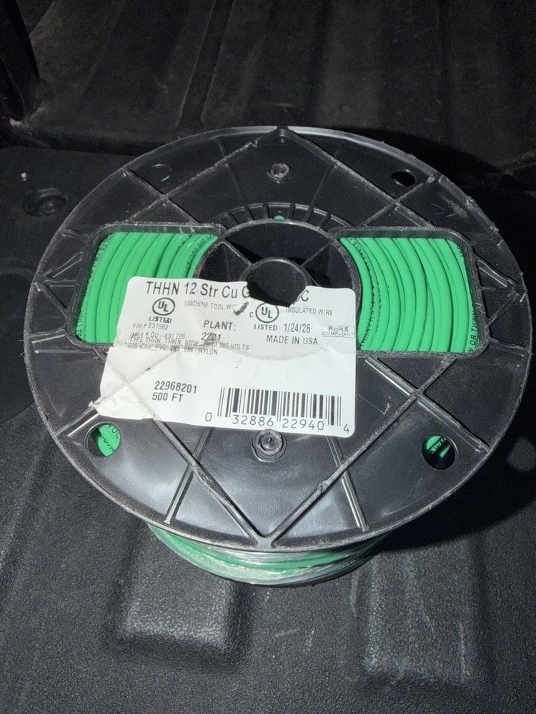 Southwire 12 AWG Stranded Copper THHN Wire, Green, 500 ft