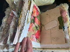 Handmade Lace Prayer book Junk Journal Antique Photo Embellished Chunky/HUGE!!