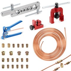25Ft 3/16″ Copper-Coated Brake Line Repair Kit W/ 16 Fittings, 2 Union and 4 Nut