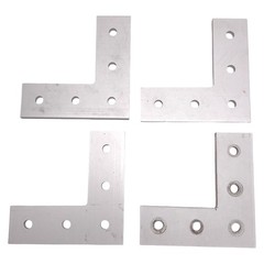 Lot of 4 80/20 4481 Aluminum L Flat Plate, 15-Series, 5-Hole, 4.5in x 4.5in