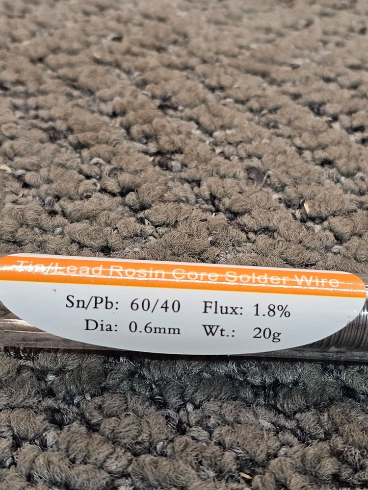 (QTY 6) Austor Tin/Lead Rosin Core Solder Wires 60/40 0.6mm Dia, 20g 1.8% Flux