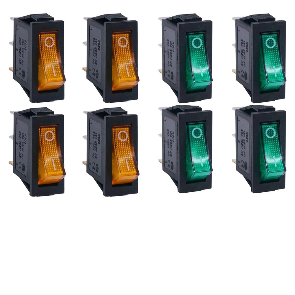 8/24Pcs AC 250V/15A 125V/20A Illuminated LED On/Off SPST 3 Pin 2 Position Mini B