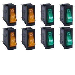 8/24Pcs AC 250V/15A 125V/20A Illuminated LED On/Off SPST 3 Pin 2 Position Mini B