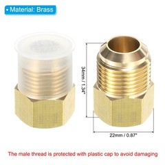 3/8″ Female Flare x 5/8″ Male Flare Connector Adapter Reducing Brass Tone