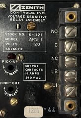 Zenith Controls K-1121 Voltage Sensitive Relay Assembly 10 Amps 240 VAC ARS-1