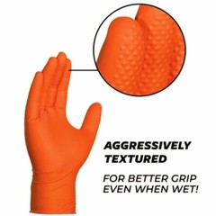 Heavy Duty Nitrile Gloves 8Mil – Textured Orange Mechanic Work Gloves
