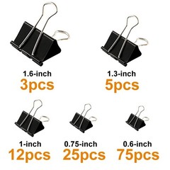 120Pcs Binder Clips Assorted Size, Office Clips with Clear Storage Container,
