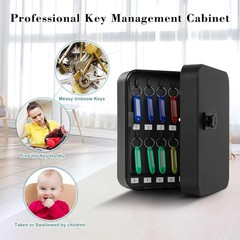 20 Key Storage Lock Box, Wall Mount Key Cabinet with Combination Lock, 7.87 X 6.