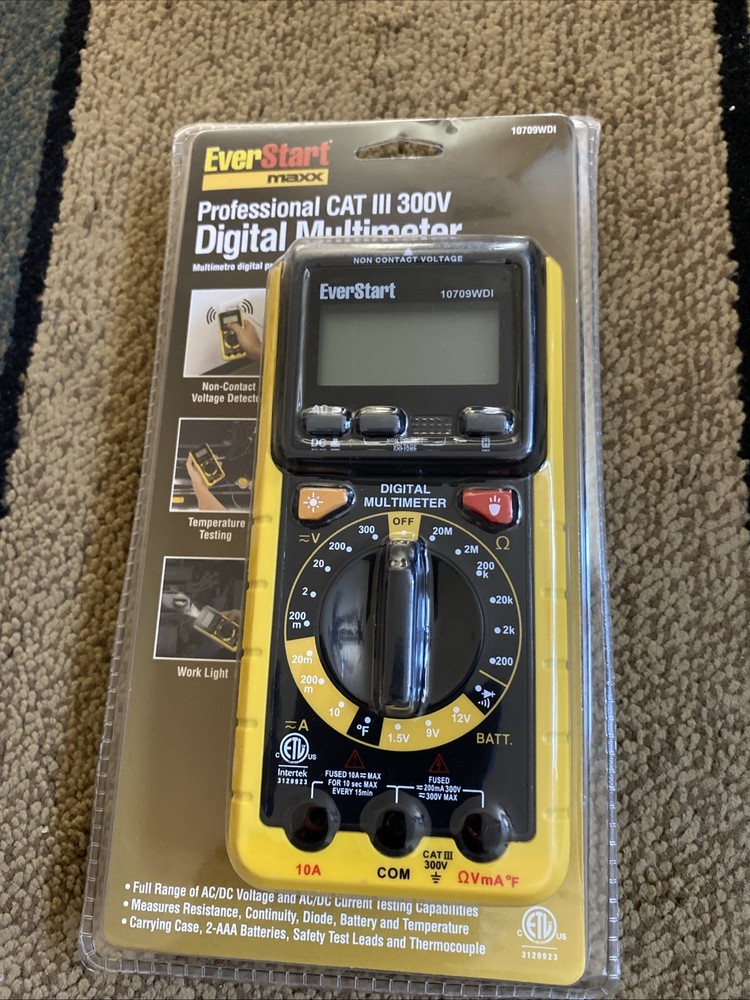 EverStart Professional Cat III 300V Digital Multimeter LCD Display Free Shipping