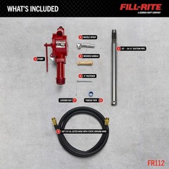 Fill-Rite FR112 Fuel Transfer Rotary Universal Fit Hand Pump with Discharge Hose