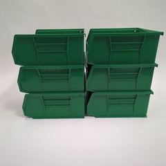 Lot of 6 Uline S-12417-G Plastic Stackable Storage Bins 11 x 11″ x 5″ Green