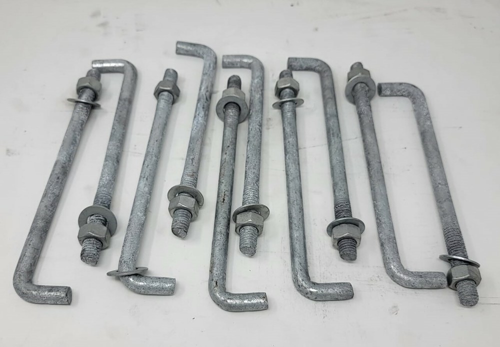 (10) 1/2×12″ Bent Anchor Bolts Hot Dipped Galvanized threaded w/Nut & washer