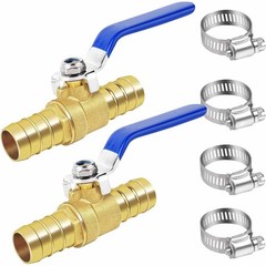 Brass Hose Barb Ball Valve Kit-2pcs 5/8″ Heater Hose Shut Off Valve W clamps