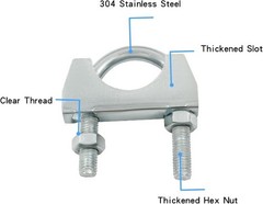 1-1/4” U Bolt Muffer Exhaust, Heavy Duty Exhaust Clamp with Saddl Size: 1-1/4