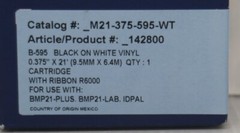 Brady 142800 BMP21 Series Indoor/Outdoor Vinyl Labels M21-375-595-WT