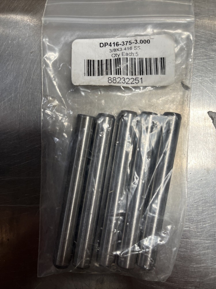 5 Pk) Unicorp 3/8”x3” Precision Dowel Pin, 416 SS, Passivated Finish, Beveled
