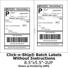 200 Click-N-Ship labels with peal or tear off receipt – USA MADE!
