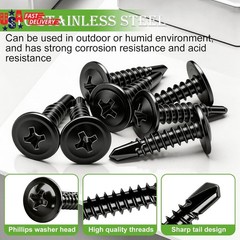 230PCS #8 Self Tapping Screws,410 Stainless Steel Self Tapping Screws for Metal,