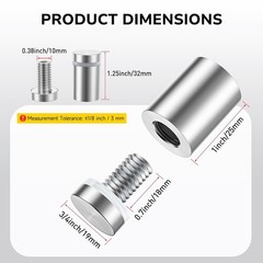 KAINGA 8 PCS Standoff Screws 3/4 x 1 in Stainless Steel Sign Holder, Silver US