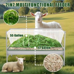 Pasture Hay Feeder 5-Feet Long 77 Gallon Livestock Feeder For Farms Sheep Sheds