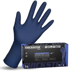 Thickster Powder-Free Exam Grade Latex Disposable Gloves. Size Large. Blue, 1…