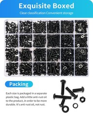 1800PCS Metric Screw Assortment, Bolt M2M3M4M5 1800PCS, Black