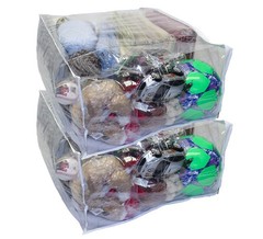 2-Pack Jumbo Heavy Duty Vinyl Zippered Storage Bags (Clear) for Sweaters, Bla…