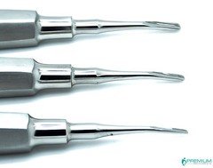 Dental Elevator Curved Tip 2mm, 3mm, 4mm Root Luxating Instruments Set of 3