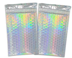 4X8 Holographic, Sunset Peach Bubble Mailers, Metallic Padded Shipping Mailing