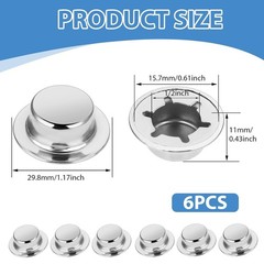 1/2 Push Nut Axle Cap, 6 Pack Push on Pushnut Cap Spring Steel Permanent Washer