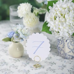 Scalloped Blue Wedding Table Numbers 120 Reception Event Signs Gold Holders