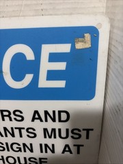 Vintage NOTICE All Visitors Sign In At Gate House Metal Security Guard Sign