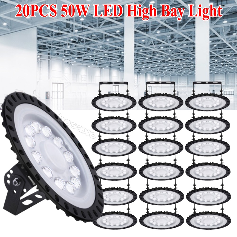 20 Pack 50W UFO Led High Bay Light Factory Warehouse Commercial Led Shop Lights