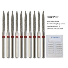 Dental Diamond Burs Flame Bur 863/010F 863/012F 863/016C 861 862 Fine High Speed