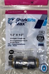 Sharkbite MAX UR008A, 1/2-in. x 1/2-in. Push-To-Connect Straight Coupling