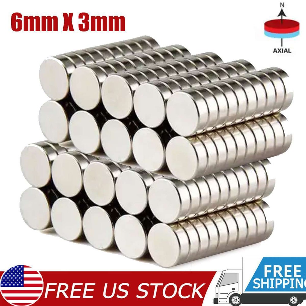 20 50 100 200pc 6mm x 3mm 1/4″x1/8″ N52 Strong Disc Rare Earth Neodymium Magnet