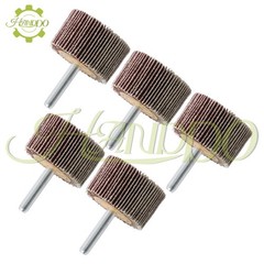 1-1/2″ × 1″ × 1/4″ Shank Mounted Flap Wheels – 120 Grit Sanding Wheel – 5 Pack