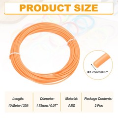 1.75mm ABS 3D Pen Printer Filament Refill, 2 pcs Total 65.6Ft, Orange