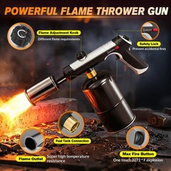 Saker Propane Torch,3272°F High Heat Adjustable Flame Thrower Gun with Safety Lo