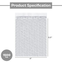 Bubble Out Bags 4″ x 5.5″ 70 Mic. Clear Lip & Tape Polyethylene 1500/Cs