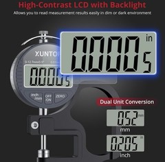 Digital Thickness Gauge 0.5inch 12.7mm LCD Display Unit Conversion