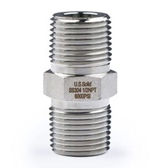 U.S. Solid 1pc Stainless Steel Pipe Fitting Hex Nipple MNPT 1/2″ x MNPT 1/2″