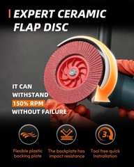 Expert Ceramic Flap Disc 4 1/2 for Angle Grinder, 80 Grit Type 27 Flap Sandin…