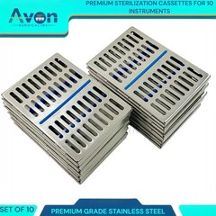 10 DENTAL AUTOCLAVE STERILIZATION CASSETTE RACK BOX TRAY FOR 10 INSTRUMENT